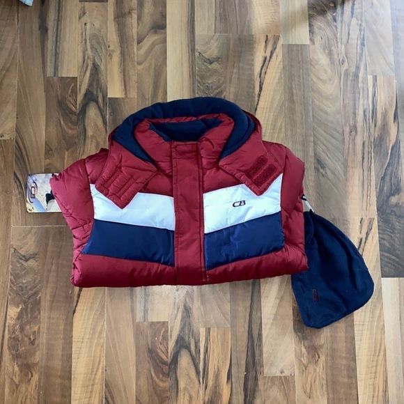 CB Sport Merlot/White/Navy Fleece Puffer Jacket - Picture 3 of 10